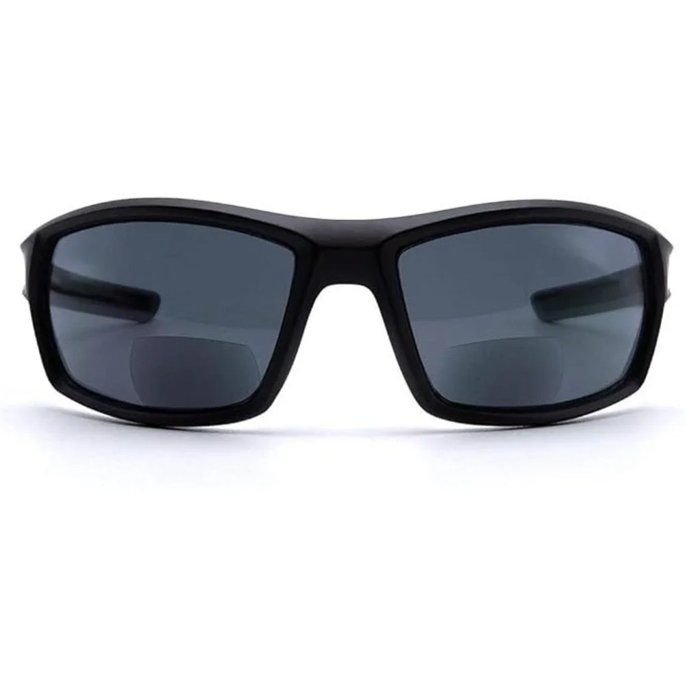 Men's Sporty Wrap Sunglasses Black Frame Gray Lens UV Protection Male Lentes New